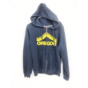 Mens GA Grafletics Dark Blue Oregon Print Hoodie Full Zip with Pockets Size M